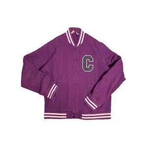Carhartt Varsity Jacket Mens Medium Plum Grey Cotton Streetwear Workwear Bomber